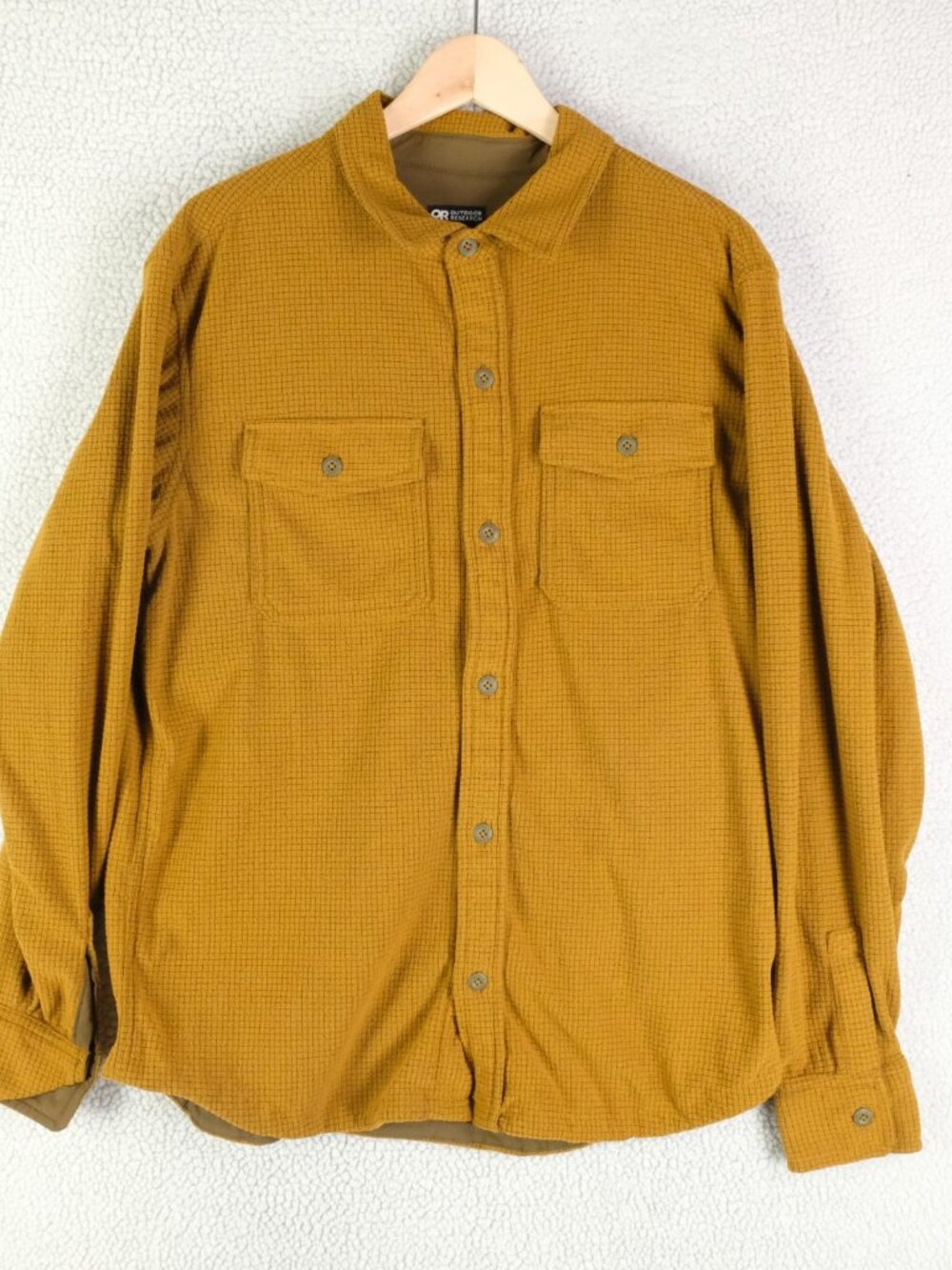 Or Outdoor Research Shacket Mens Medium Brown Button Up Waffle Knit Fleece